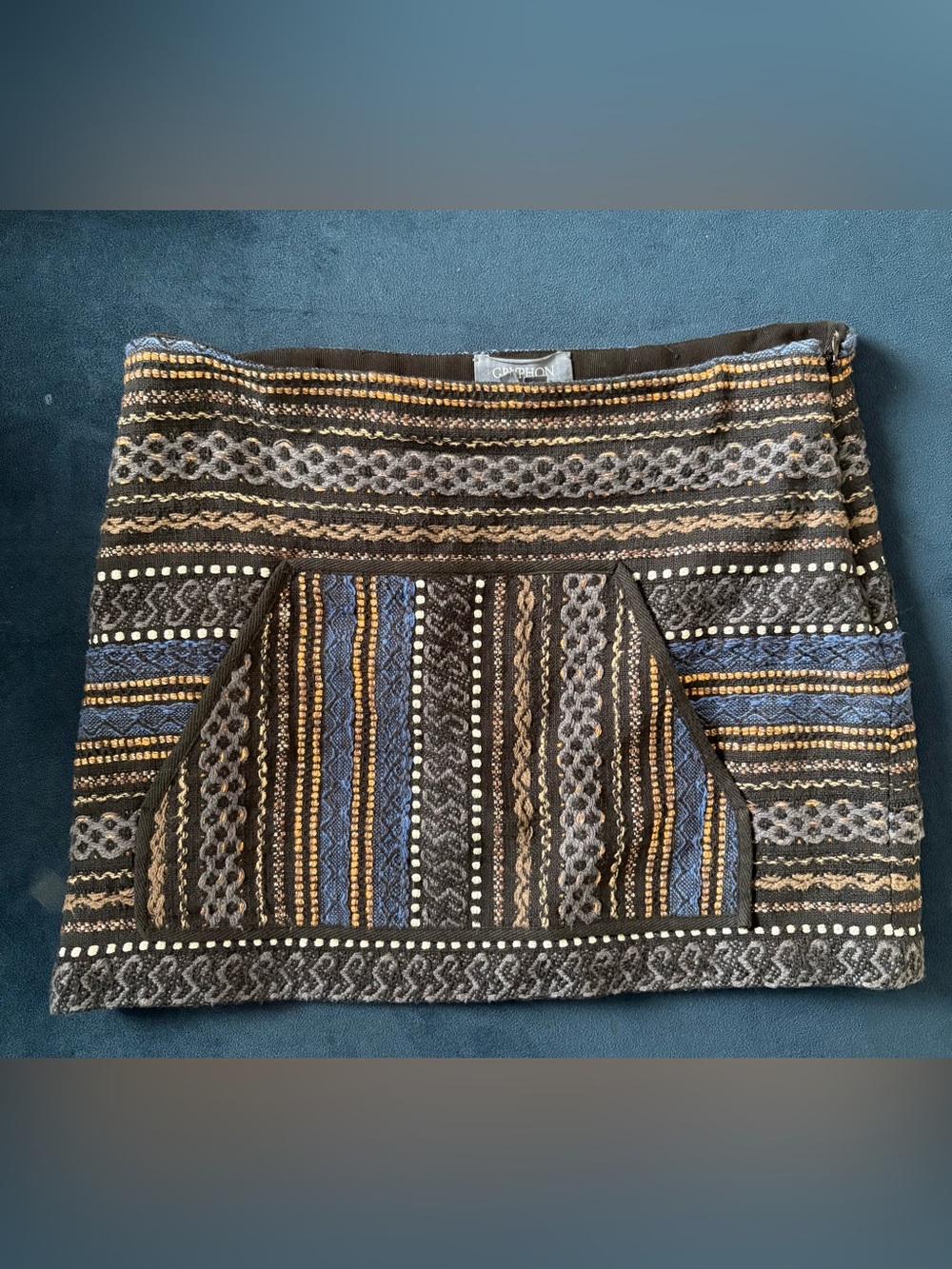 Gryphon NY Wool Tamarindo Kangaroo Pocket Mini Skirt XS